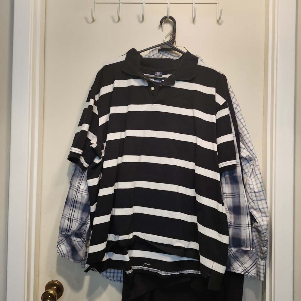 Bugle Boy Striped Polo in Black and White